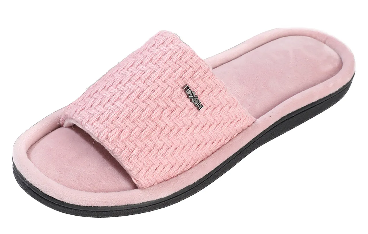 Roxoni Women's Indoor Outdoor Open Toe Rattan Fashion Slippers