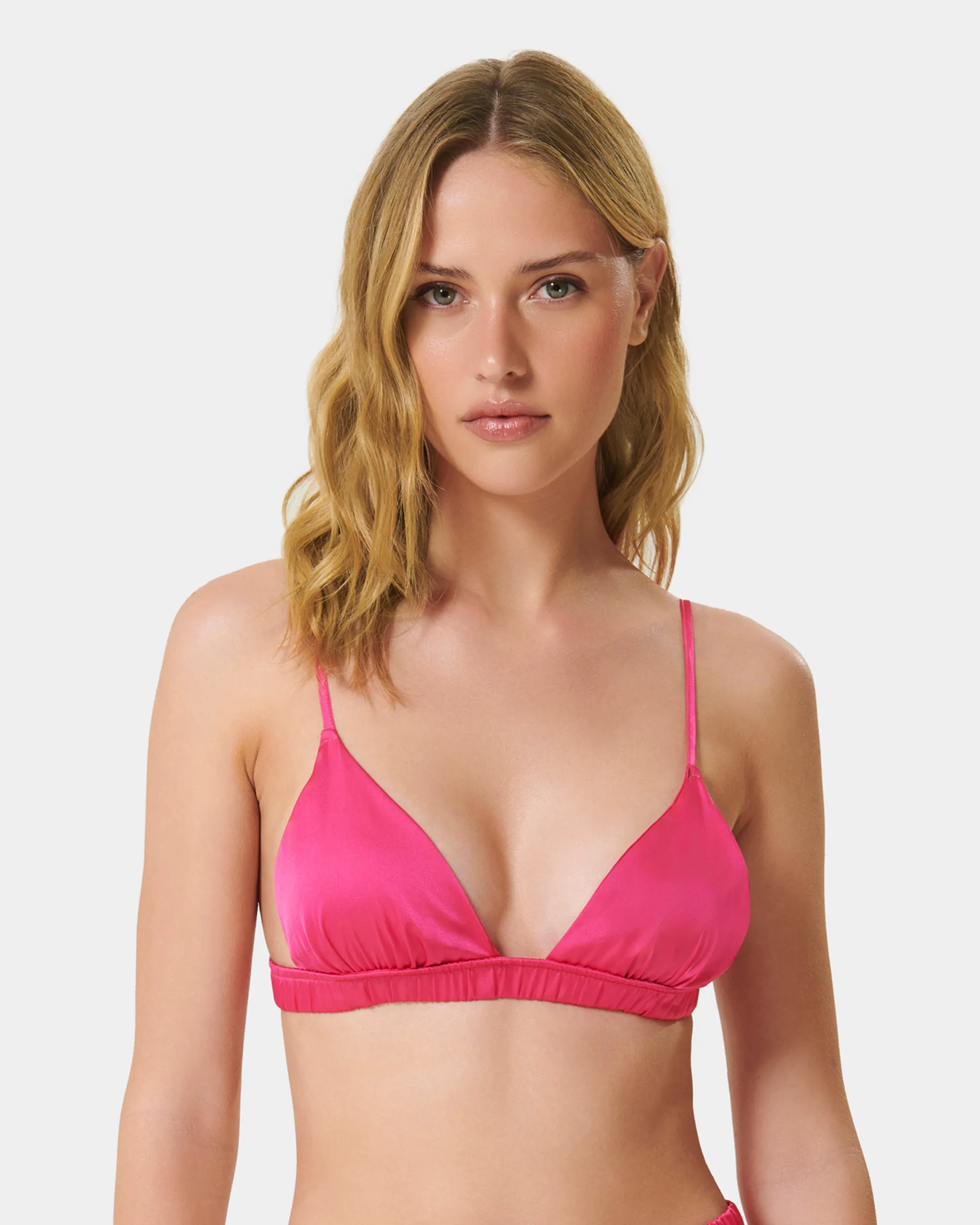 Saskia Luxury Satin Soft Bra and Short Set Fuchsia Pink