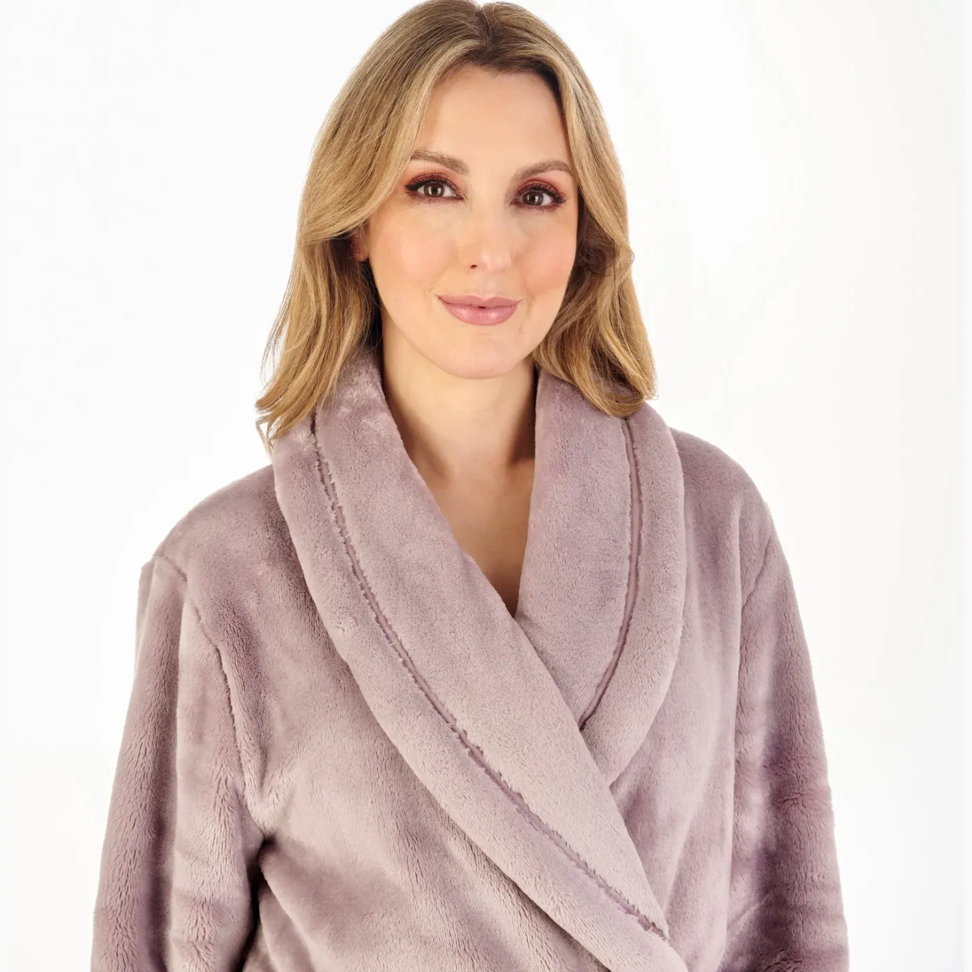 Slenderella Luxury Flannel Fleece Dressing Gown | Mink