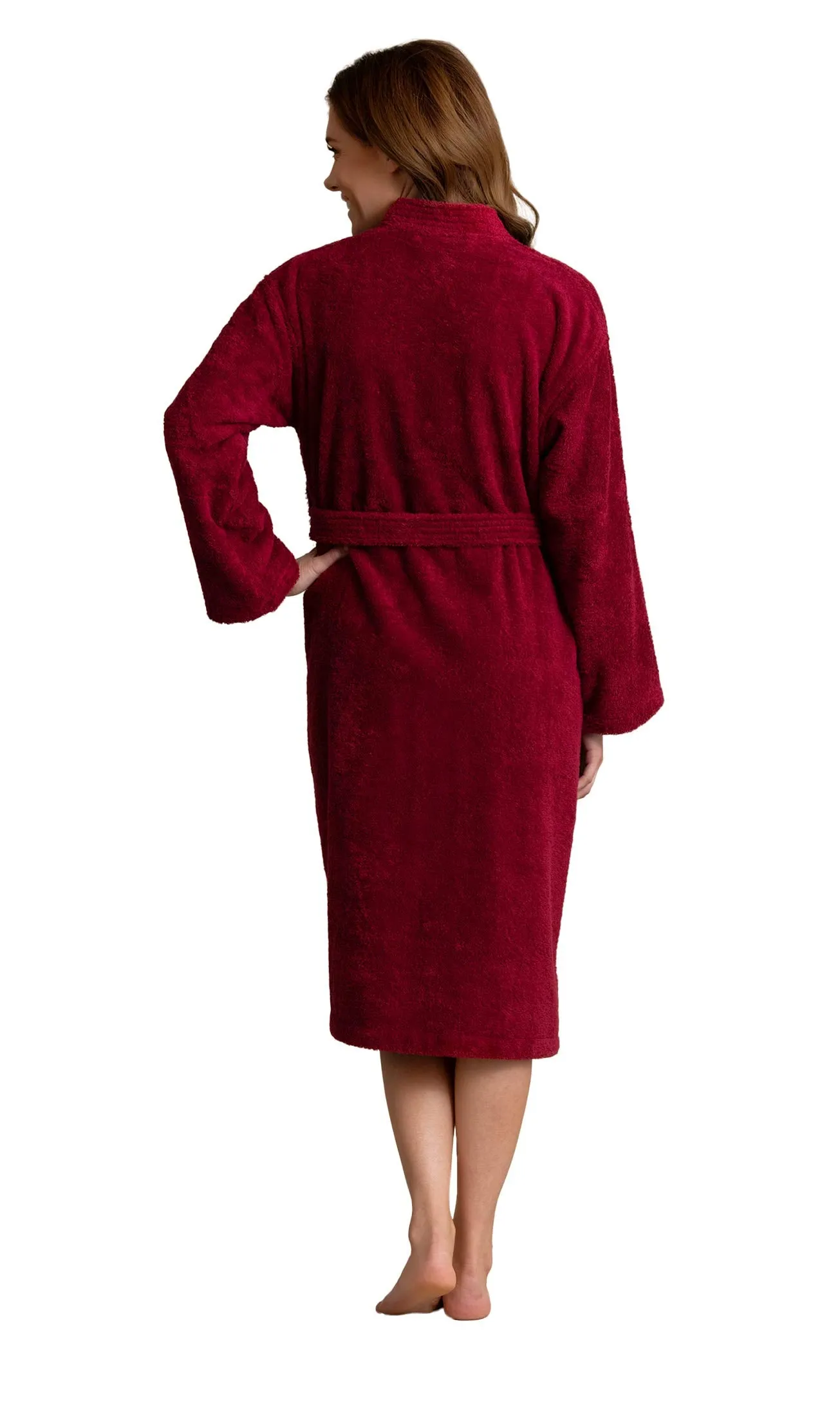 Soft Touch Linen Premium Women's Terry Cloth Bathrobe - Absorbent Terry Cloth Robe - Deluxe Turkish Terry cloth for Women-Towel-like Material-(Burgundy, Small)