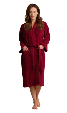 Soft Touch Linen Premium Women's Terry Cloth Bathrobe - Absorbent Terry Cloth Robe - Deluxe Turkish Terry cloth for Women-Towel-like Material-(Burgundy, Small)