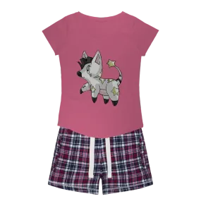 Stalze Women's Sleepy Tee and Flannel Short