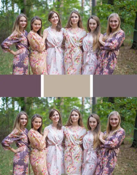 Taupe Brown and Cream Wedding Colors Bridesmaids Robes