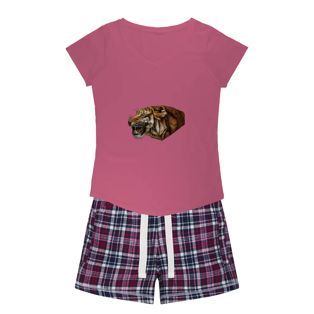 Tiger Women's Sleepy Tee and Flannel Short