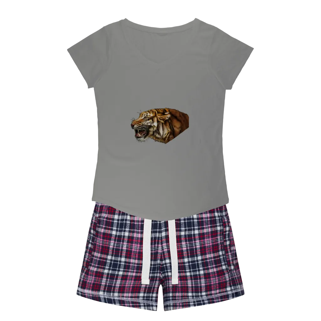 Tiger Women's Sleepy Tee and Flannel Short