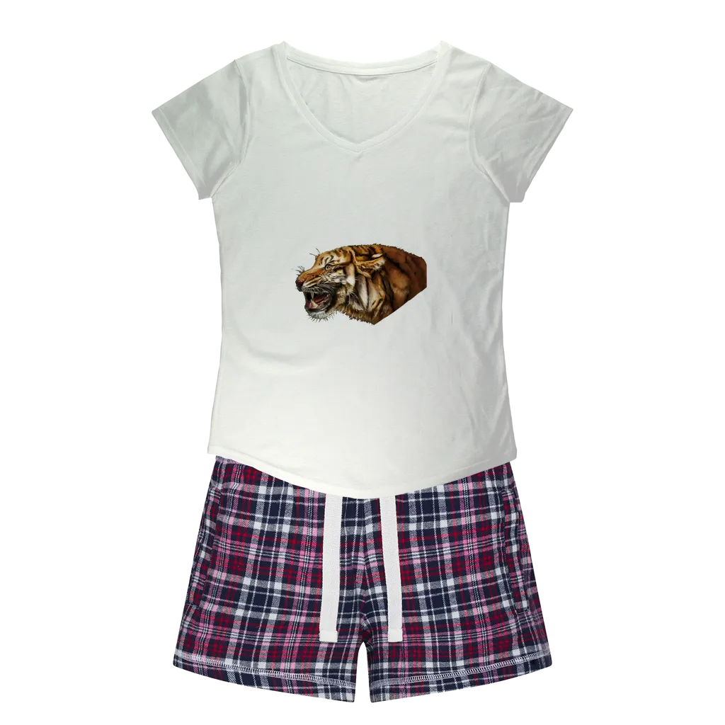 Tiger Women's Sleepy Tee and Flannel Short