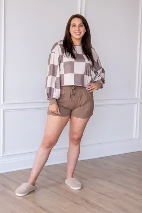 Too Fab Brown Checkered Lounge Wear Set