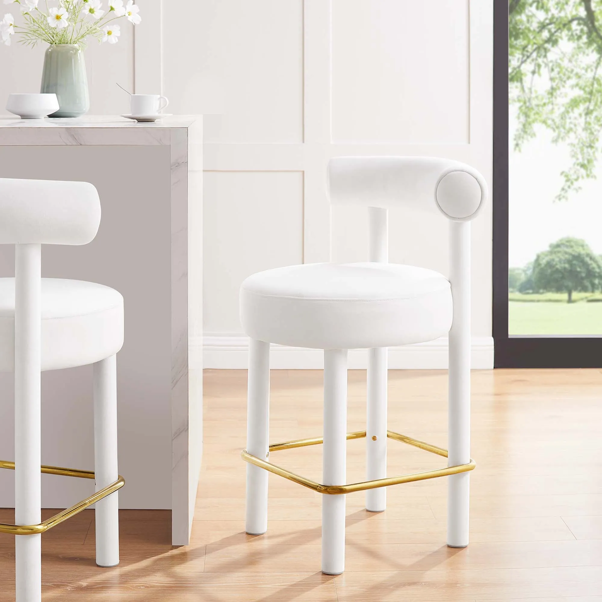 Toulouse Performance Velvet Counter Stool - Set of 2 by Modway