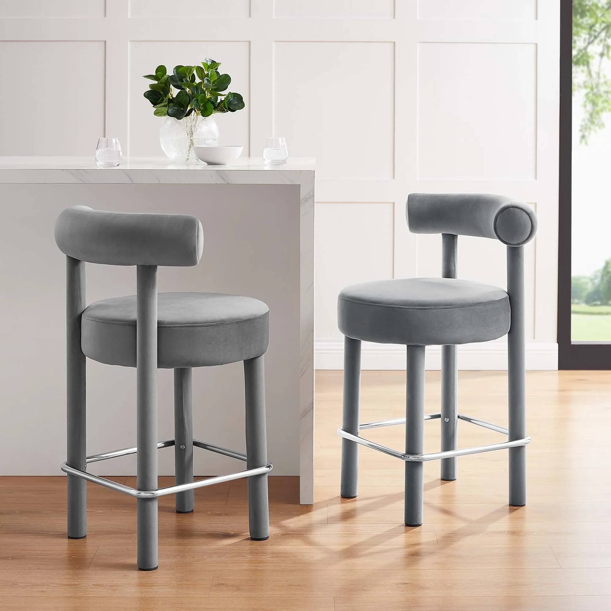 Toulouse Performance Velvet Counter Stool - Set of 2 by Modway