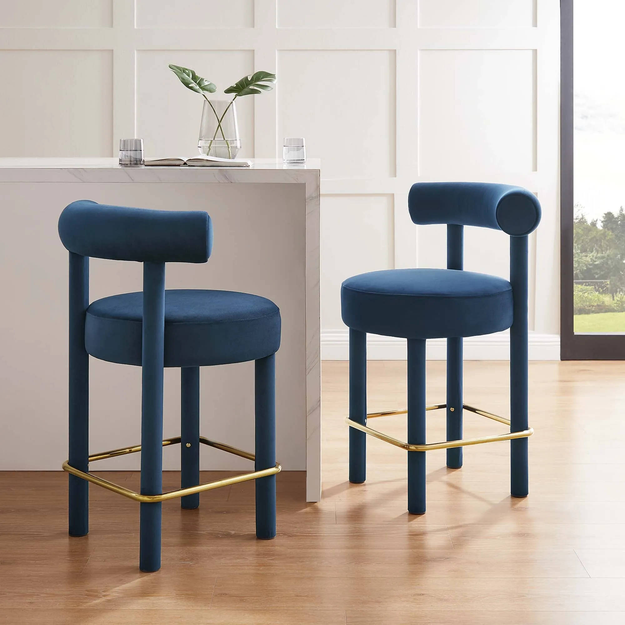 Toulouse Performance Velvet Counter Stool - Set of 2 by Modway