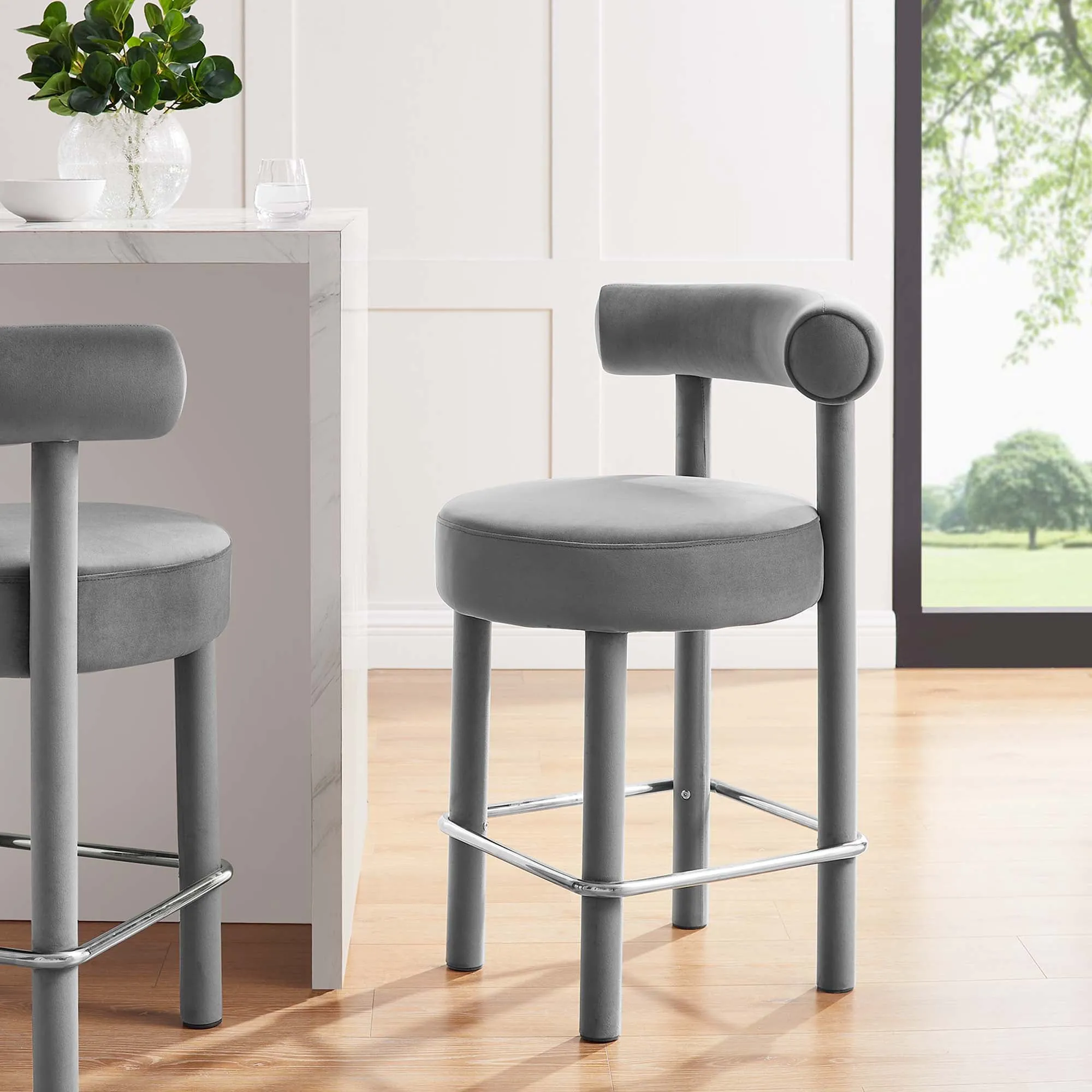 Toulouse Performance Velvet Counter Stool - Set of 2 by Modway