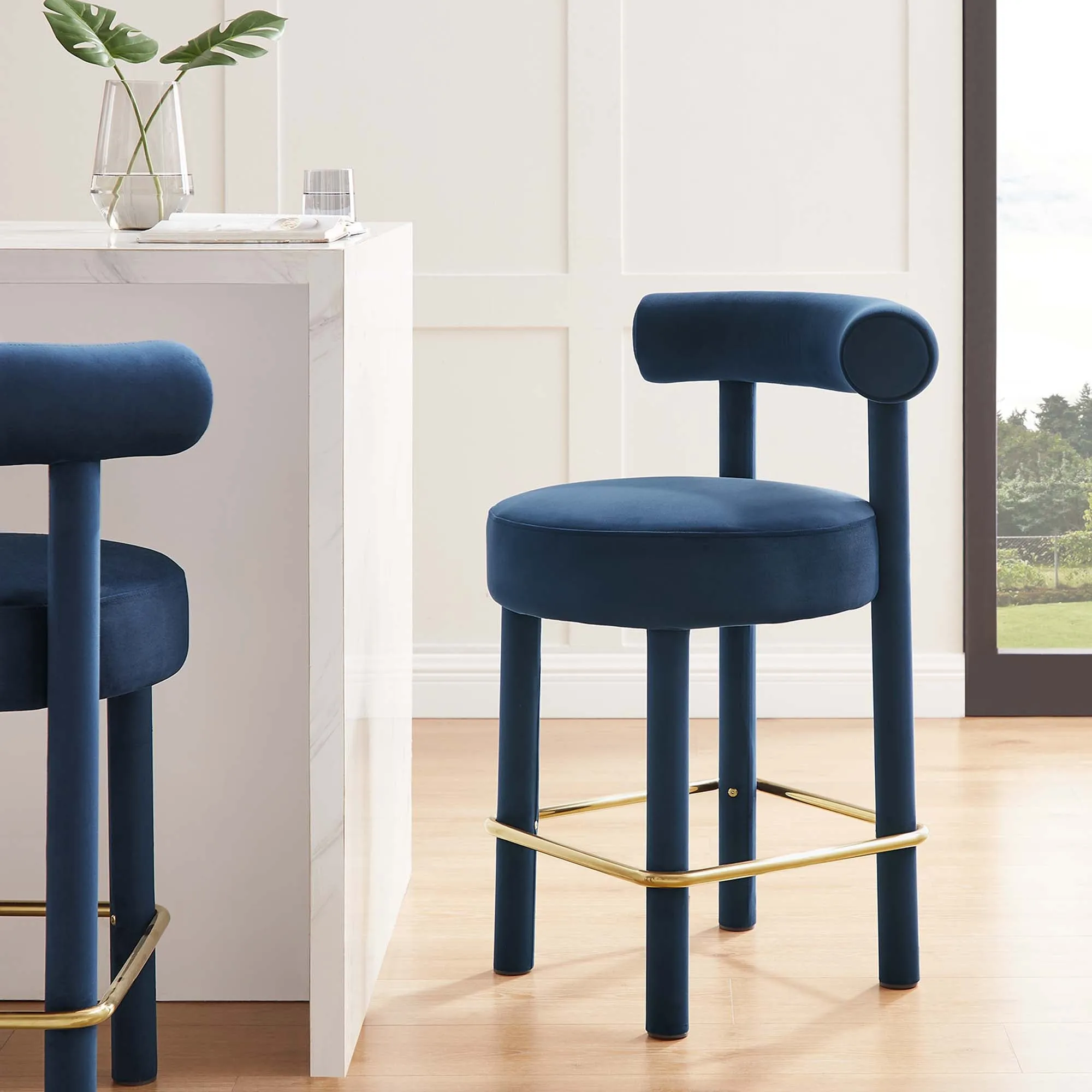 Toulouse Performance Velvet Counter Stool - Set of 2 by Modway