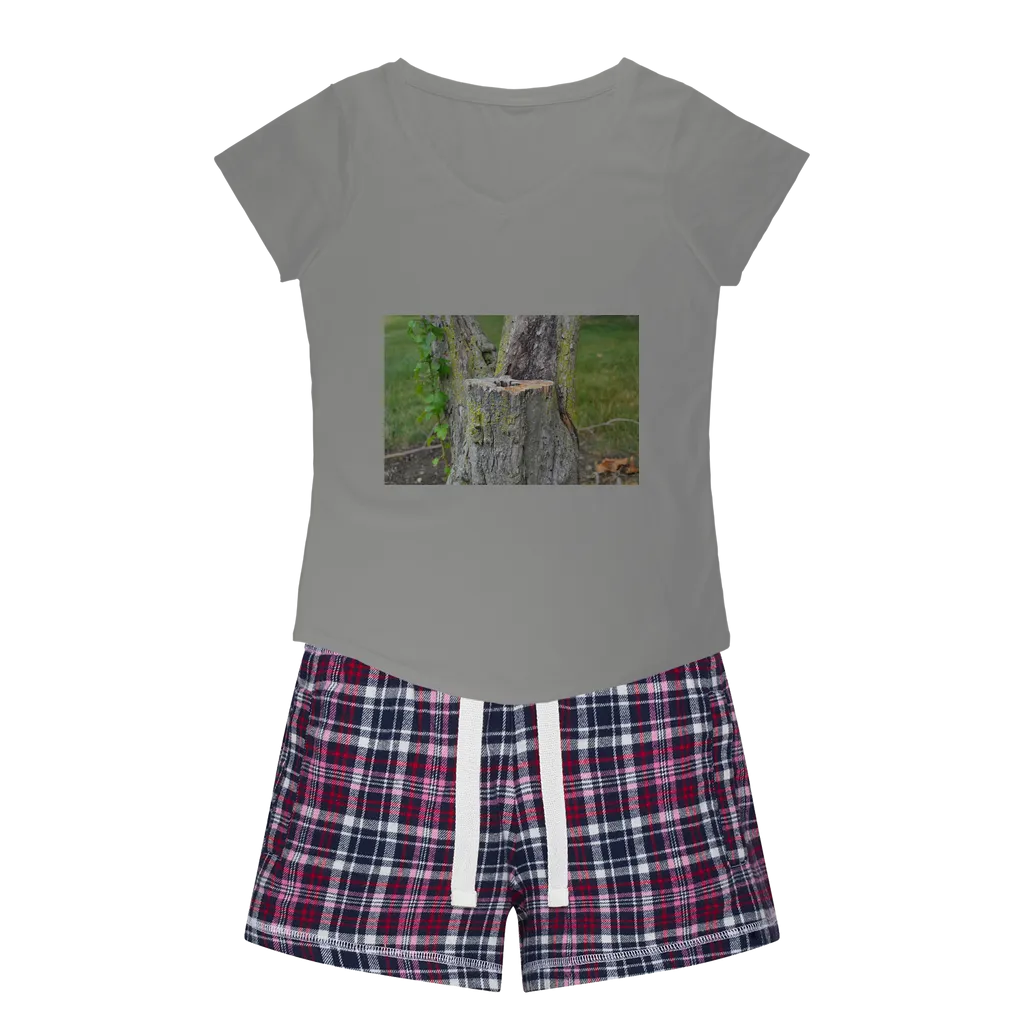 Tree Stump Women's Sleepy Tee and Flannel Short