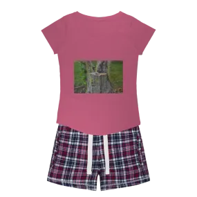 Tree Stump Women's Sleepy Tee and Flannel Short