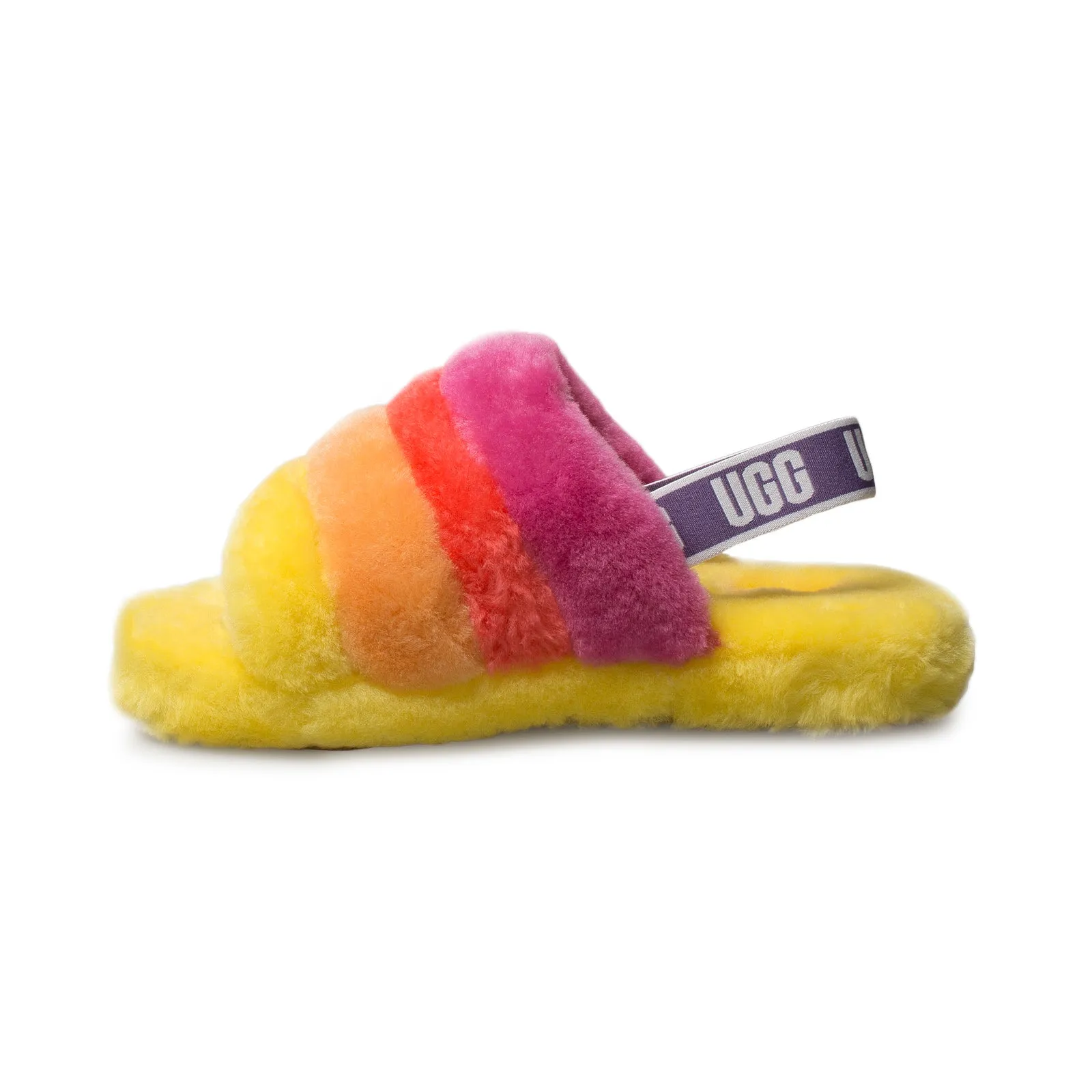 UGG Fluff Yeah Slide Pride Rainbow Yellow Slippers - Men's