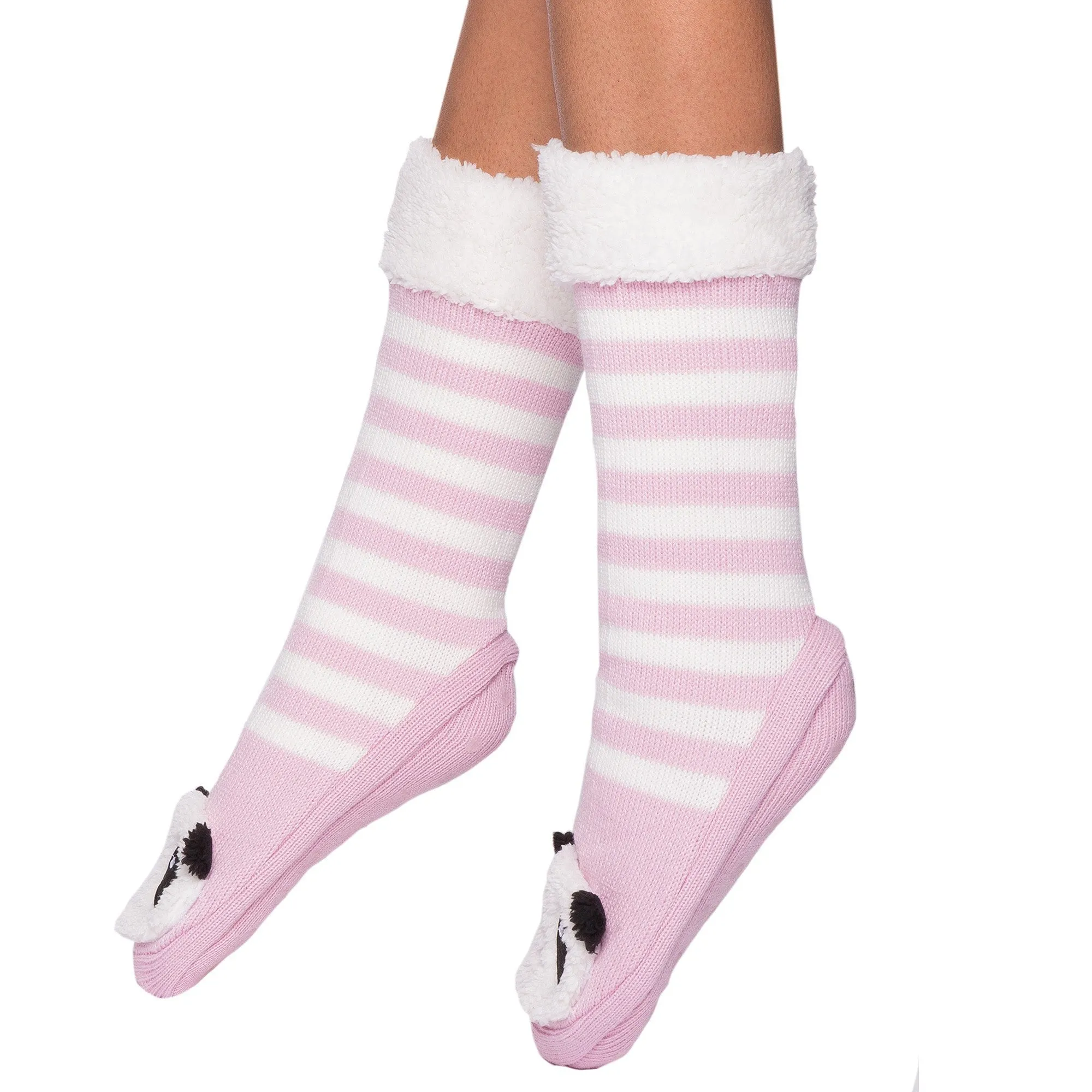 Women's Cute Knit Animal Face Slipper Socks