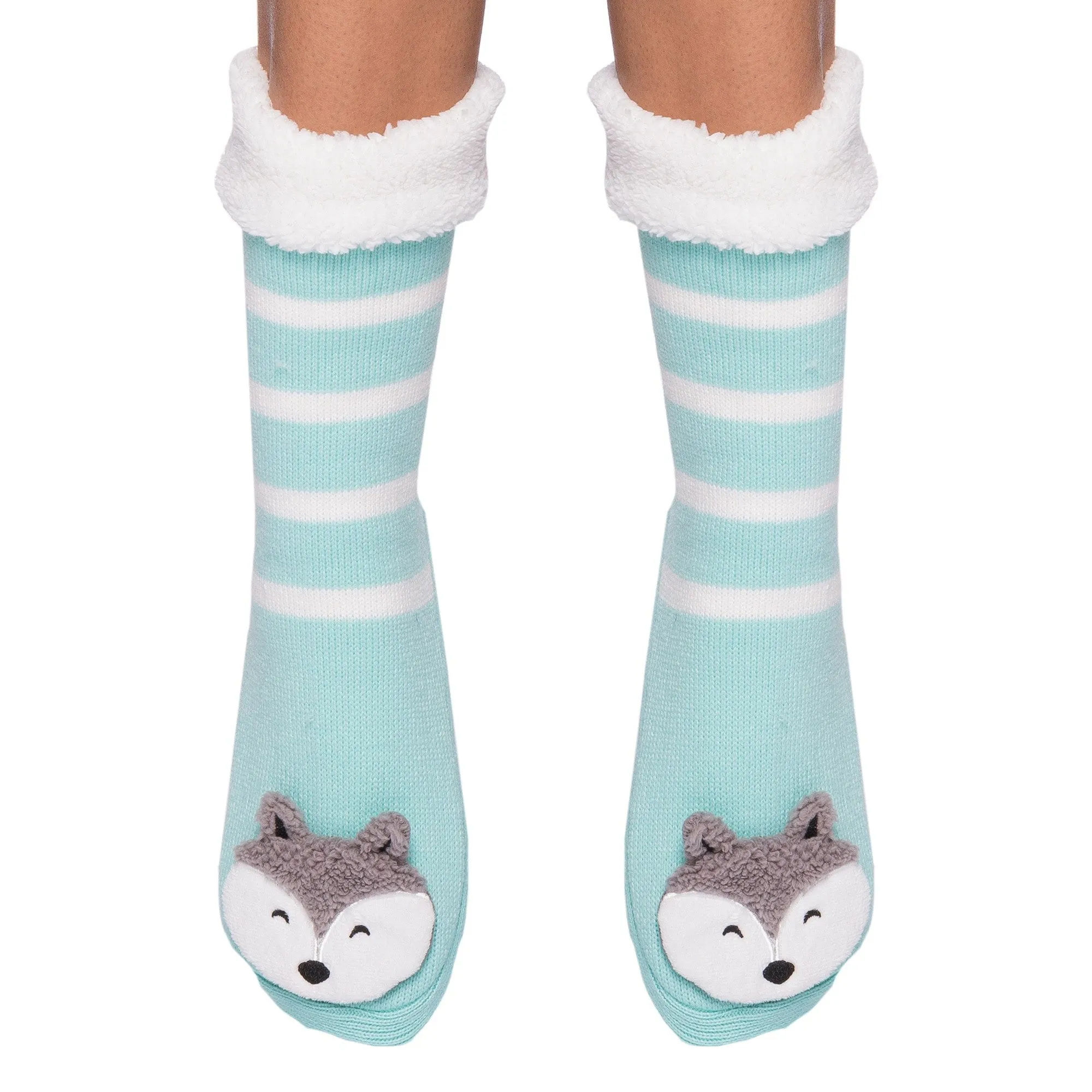 Women's Cute Knit Animal Face Slipper Socks