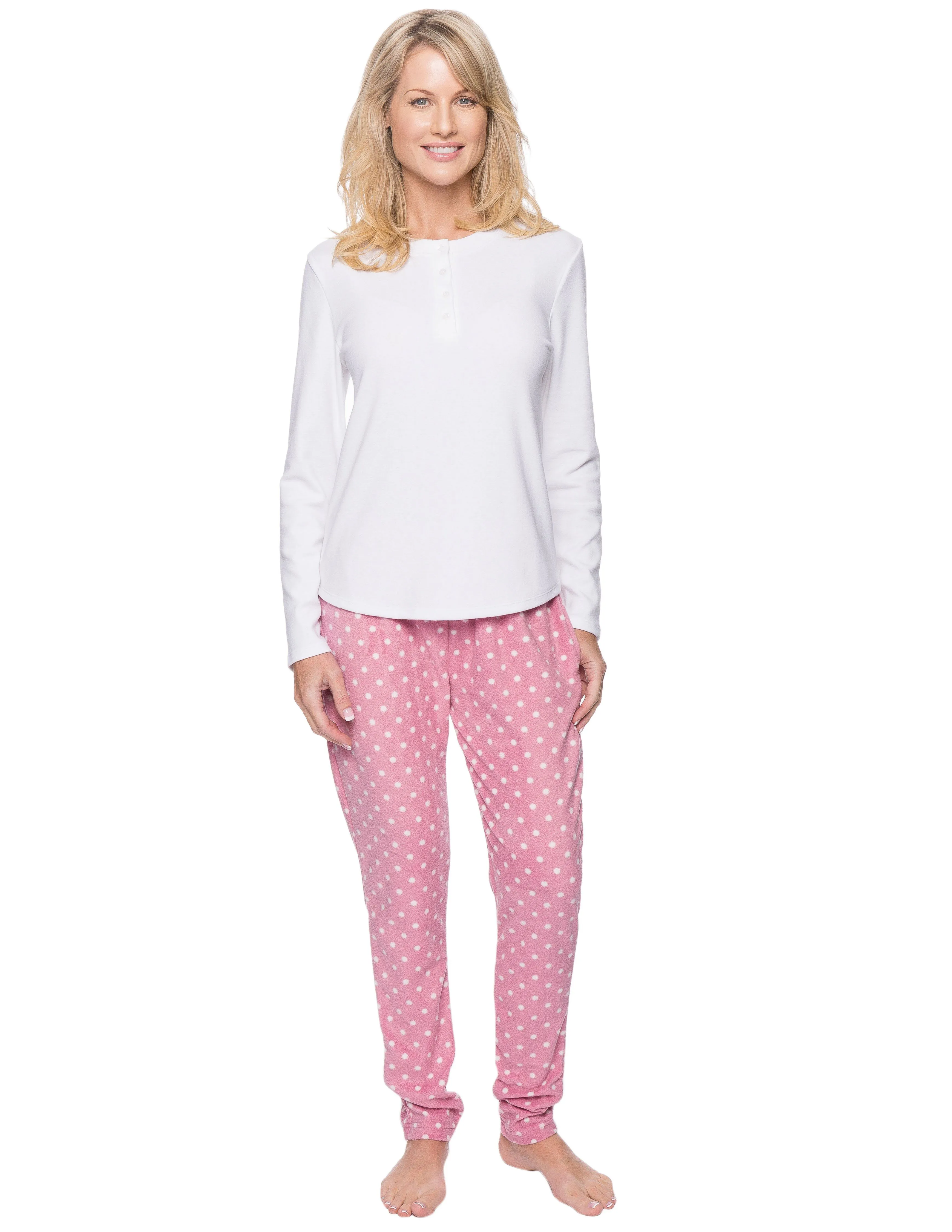 Womens Microfleece Lounge Set With Tapered Pants