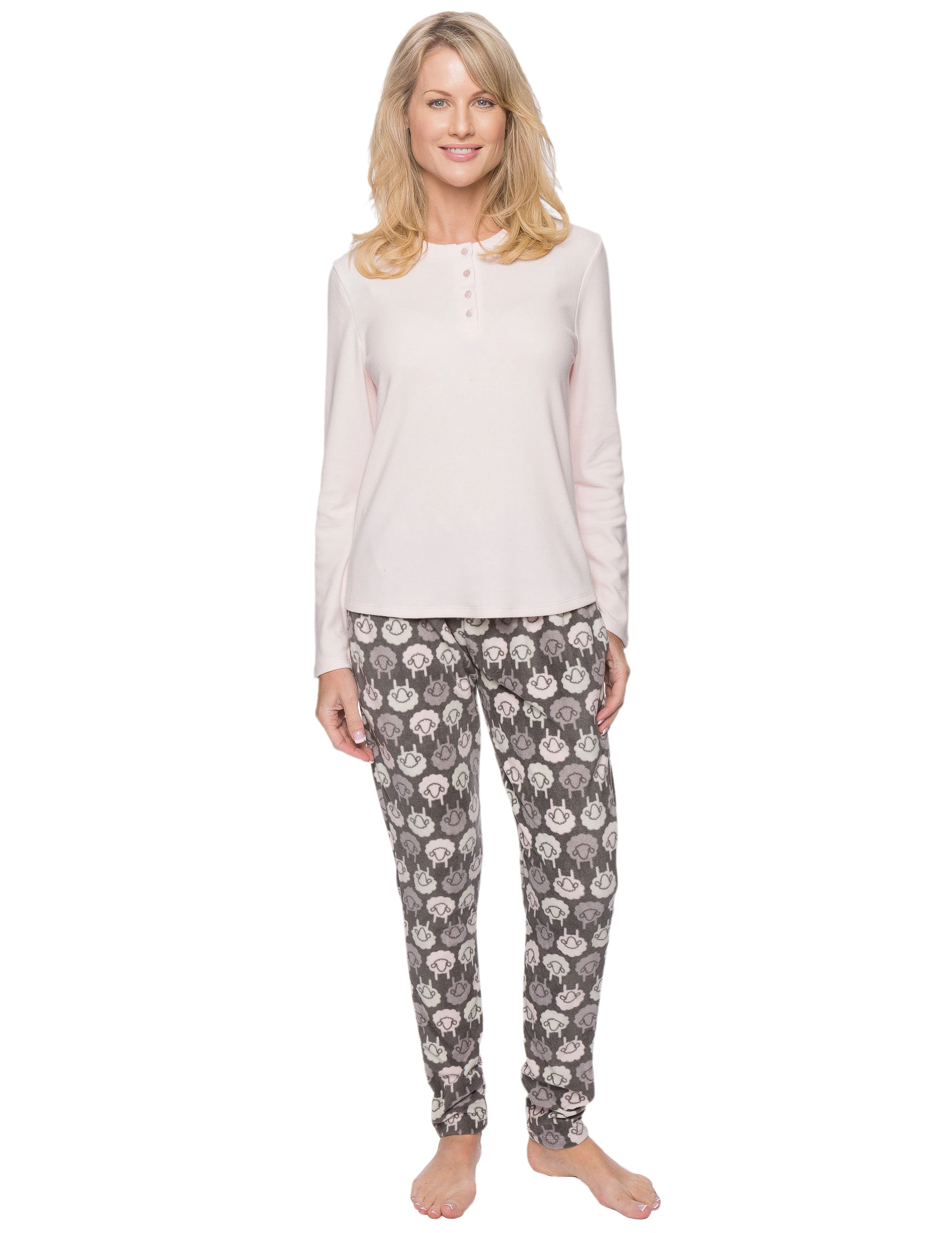 Womens Microfleece Lounge Set With Tapered Pants