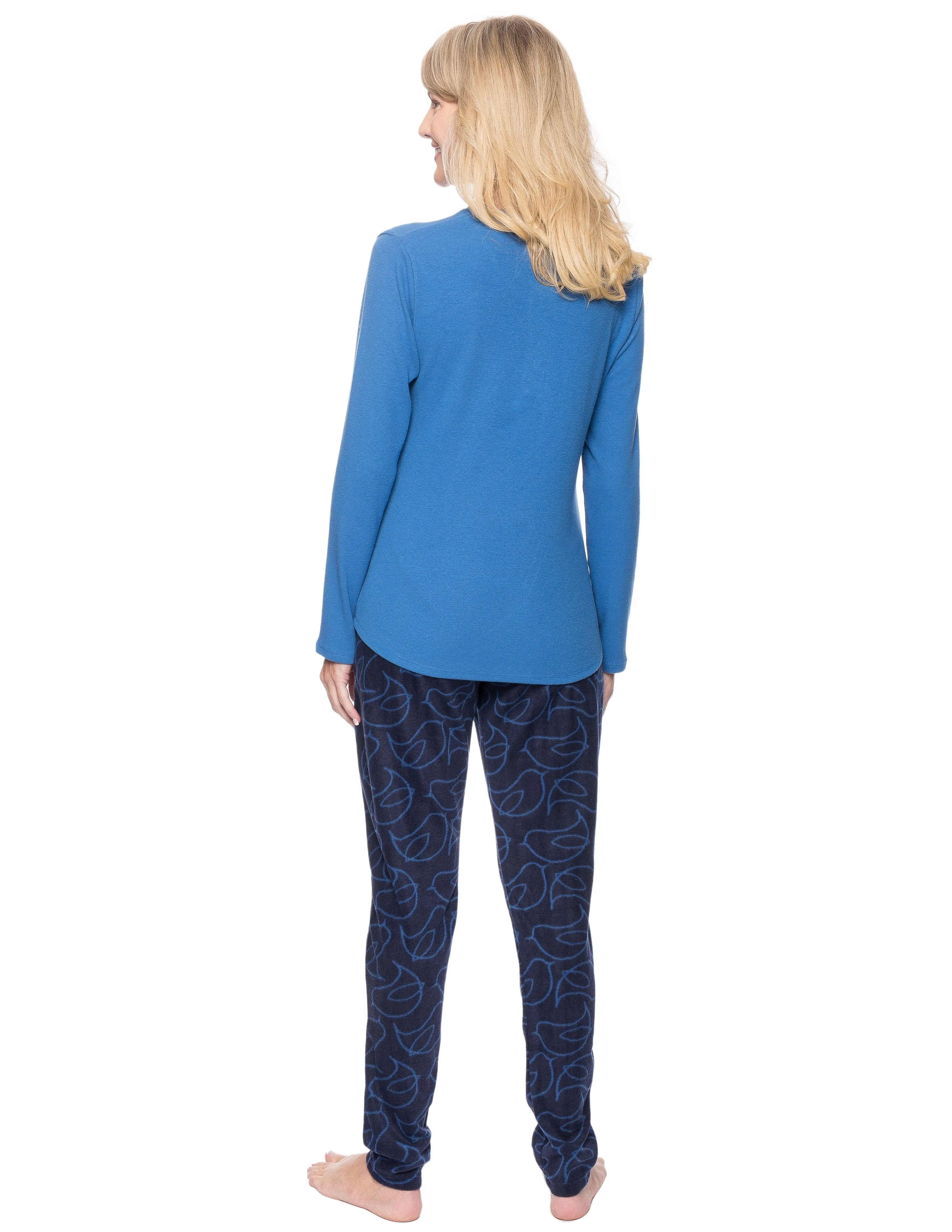 Womens Microfleece Lounge Set With Tapered Pants