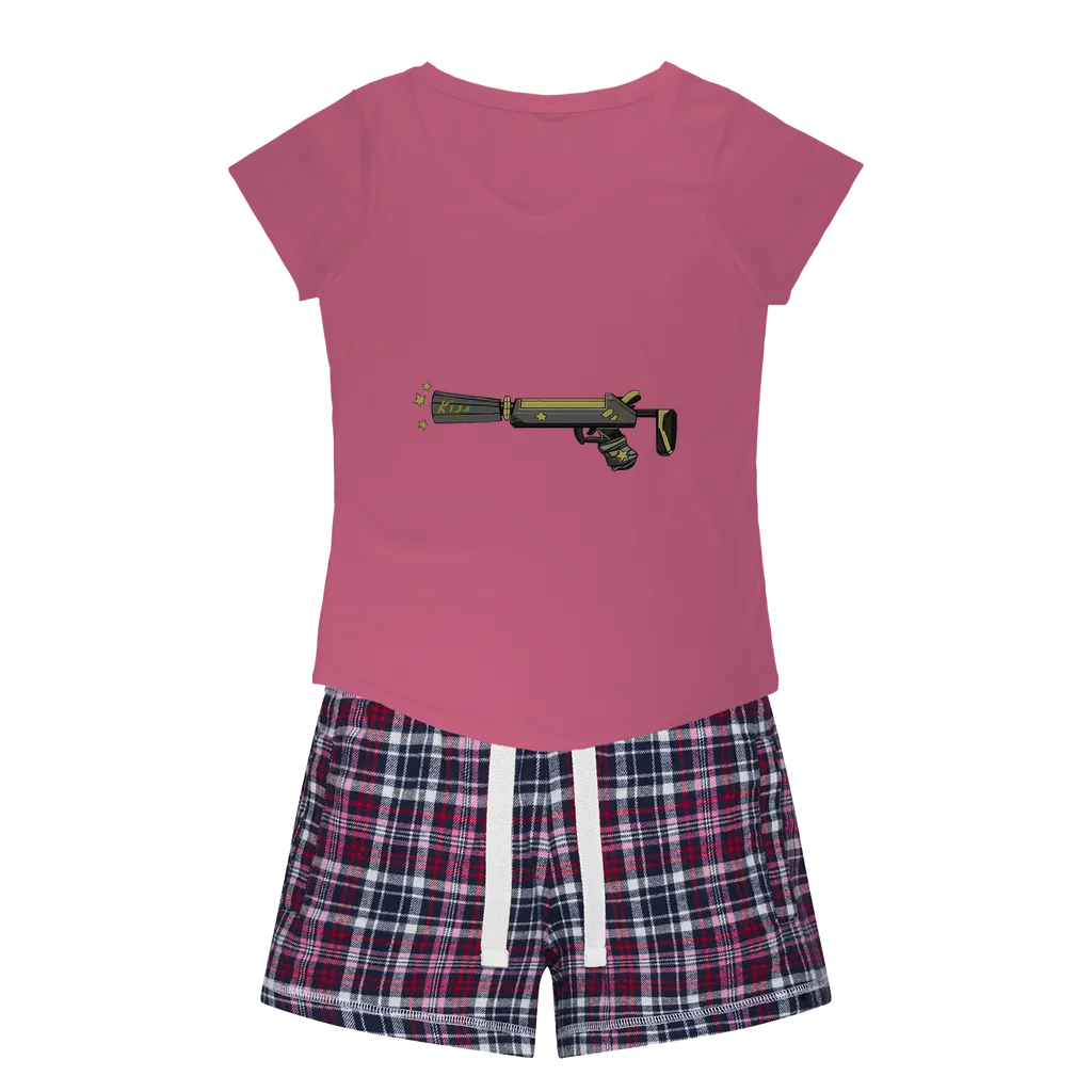 Yellow Weapon Women's Sleepy Tee and Flannel Short